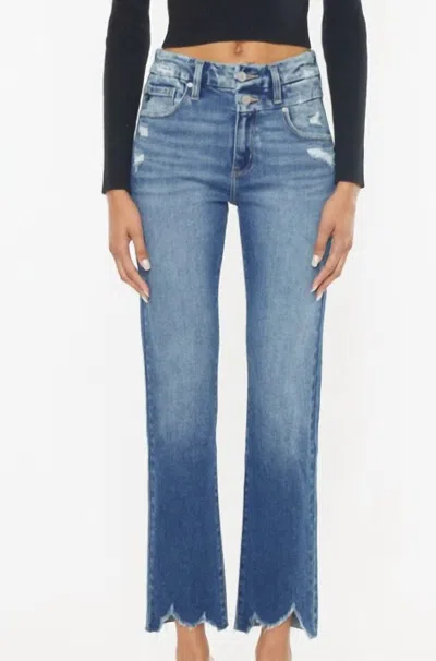 Kancan Kayden Raw Hem Jeans In Medium Stone Wash In Black
