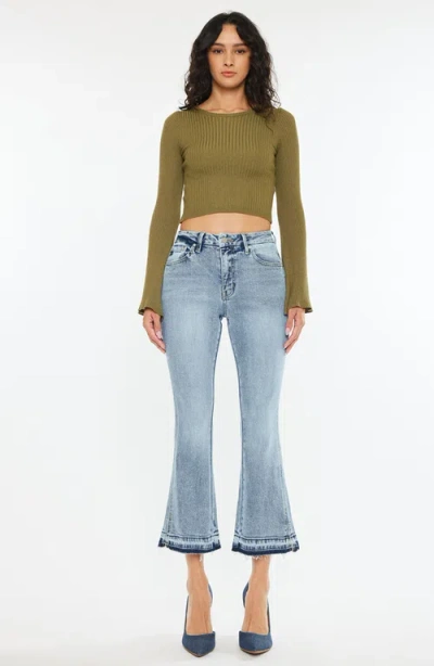 Kancan Kayla High Rise Cropped Flare Jeans In Blue