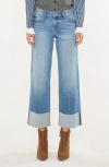 Kancan Kenny Mid Rise Crop Wide Leg Jeans In Blue