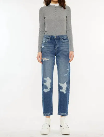 KANCAN KERRIGAN ULTRA HIGH RISE MOM JEANS IN BLUE