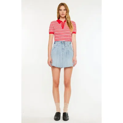 Kancan Kerro High Rise Midi Skater Skirt In Blue