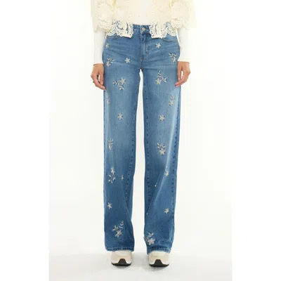 Kancan Kimberly Mid Rise Wide Leg Jeans In Blue