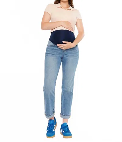 Kancan Kindra Maternity Boyfriend Jeans In Medium Blue
