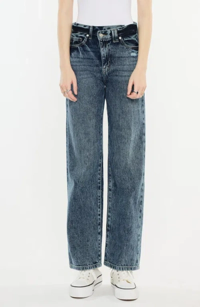 Kancan Kora High Rise 90's Straight Leg Jeans In Blue