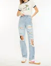 Kancan Kyla Ultra High Rise 90's Baggy Jeans In Light Wash In White
