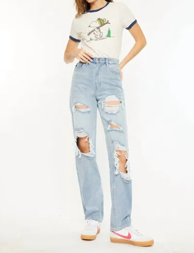 Kancan Kyla Ultra High Rise 90's Baggy Jeans In Light Wash In White
