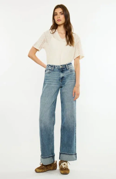Kancan Lani Essentials 90s Low Rise Relaxed Straight Jeans In Dark Wash