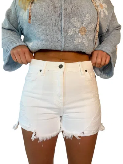 Kancan Layla Denim Shorts In White