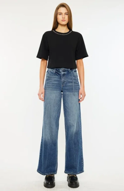 Kancan Leah Ultra High Rise Wide Leg Jeans In Blue