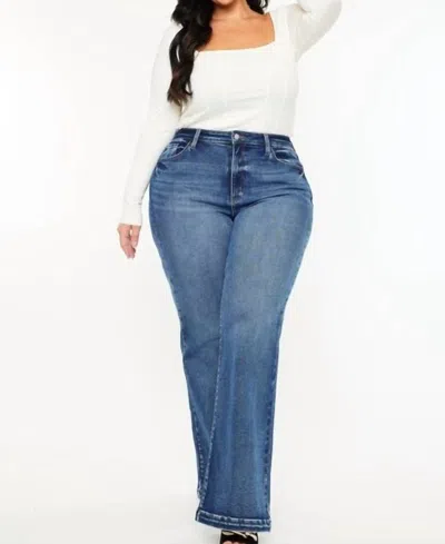 Kancan Libby High Rise Wide Leg Flare Jean - Plus In Dark Wash In Blue