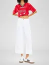 Kancan Lindsay High Rise Cropped Wide Leg Jeans In White In White