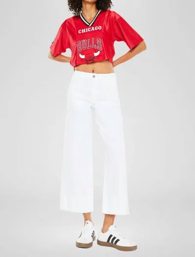 KANCAN LINDSAY HIGH RISE CROPPED WIDE LEG JEANS IN WHITE