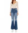 Kancan Dixie Ultra High Rise Flare Petite Jeans In Medium Blue In Blue