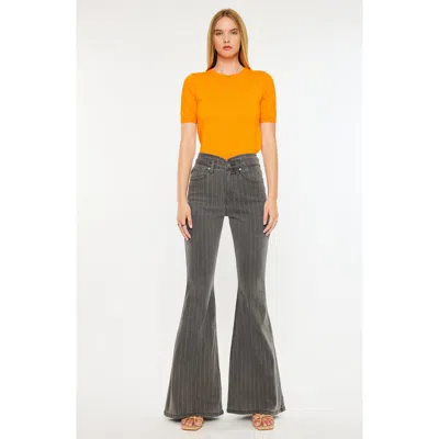 Kancan Lisa High Rise Super Flare Jeans In Silver