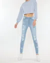Kancan Lola High Rise Super Skinny Jeans In Light Stone Wash In Multi