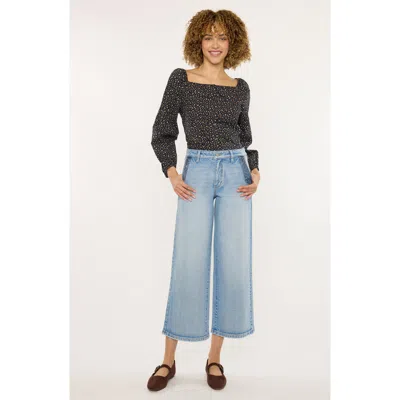 Kancan Lorinne High Rise Crop Wide Leg Jeans In Black