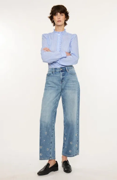Kancan Louise Low Slung Baggy Jeans In Blue