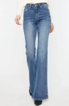 Kancan Jessica Denim Flare Jeans In Medium Stone Wash In Medium Wash