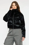 Kancan Lux Cropped Puffer Jacket In Black