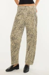 Kancan Lydia Low Slung Barrel Jeans In Animal Print