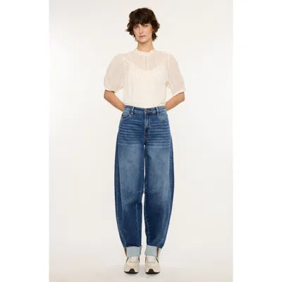 Kancan Maeby Knit Low Slung Horseshoe Jeans In Blue