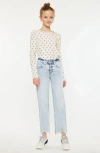 Kancan Maggy High Rise Cropped Straight Jeans In Blue