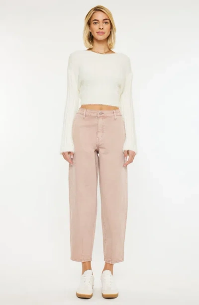 Kancan Mar High Rise Slim Barrel Jeans In Dusty Pink