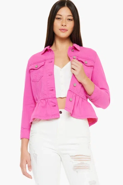 Kancan Marilou Peplum Denim Jacket In Multi
