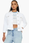 Kancan Marilou Peplum Denim Jacket In White