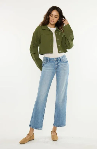 Kancan Matilda Essentials Mid Rise True Straight Jeans In Blue