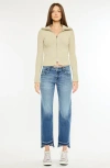 Kancan Megan Mid Rise Crop Straight Jeans In Blue