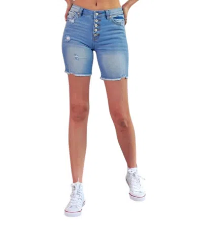 Kancan Melody High Rise Skinny Shorts In Blue
