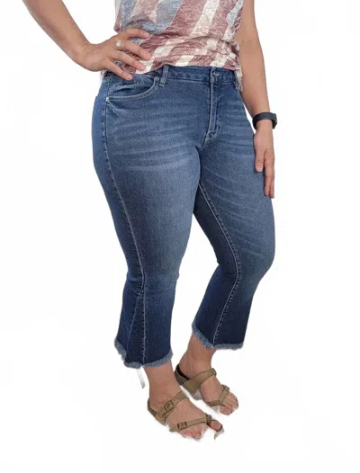 Kancan Merlie Cropped Flare Jeans In Blue
