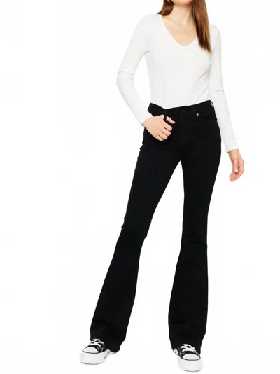 KANCAN MID RISE BLACK FLARE JEANS IN MEDIUM WASH