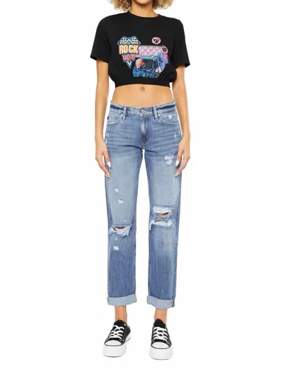 Kancan Mid Rise Classic Boyfriend Jean In Blue