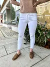 Kancan Mid Rise Distress Ankle Skinny Jeans In White