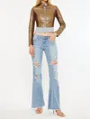 Kancan Mid-rise Flare Jeans In Medium Wash In Multi