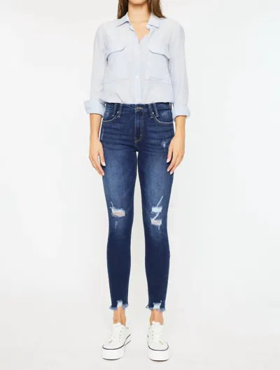 Kancan Mid Rise Skinny Ankle Jean In Medium Wash In Blue