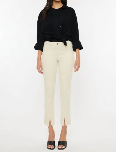 Kancan Mid Rise Skinny Straight Jeans In Cream In White