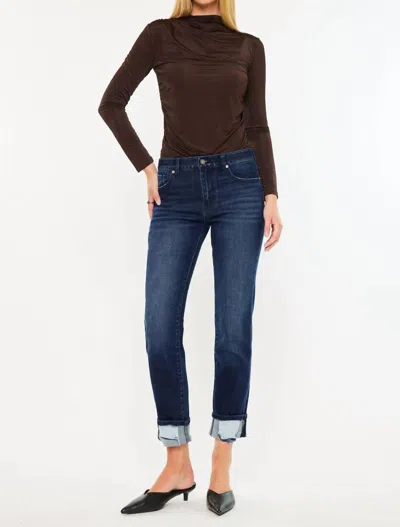 Kancan Mid Rise Skinny Straight Jeans In Medium Wash In Multi