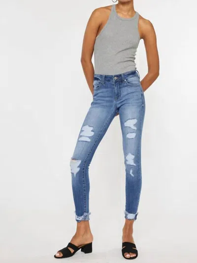 Kancan Mid Rise Super Skinny Jeans In Blue