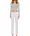 Kancan Mid Rise White Bootcut Jeans With Side Slit In White