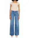 Kancan Mid Rise Wide Leg Jeans In Med Dark In Blue