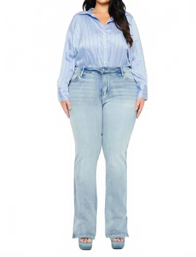 Kancan Mid Rise Y2k Bootcut Jeans In Medium Denim In Blue