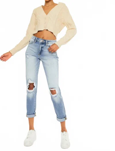Kancan Milan High Rise Mom Jeans In Light Wash In Blue