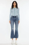 Kancan Miley Essentials High Rise Cropped Flare Jeans In Blue