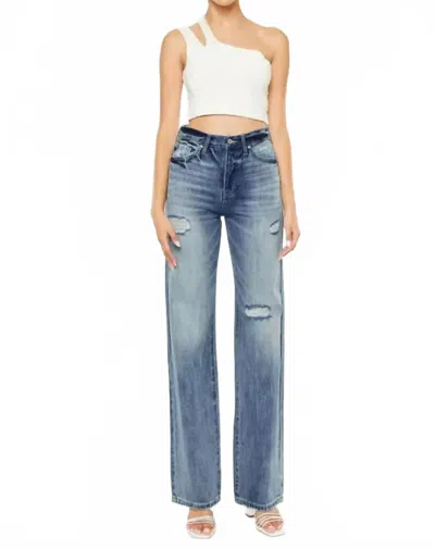 Kancan Montana Ultra High Rise 90's Flare Jeans In Medium Wash In Blue