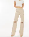 Kancan Montana Ultra High Rise 90's Flare Jeans In Taupe In Neutral
