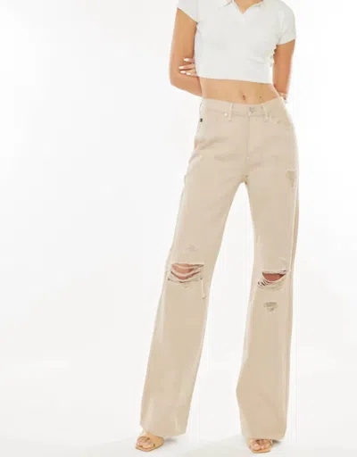 Kancan Montana Ultra High Rise 90's Flare Jeans In Taupe In Neutral