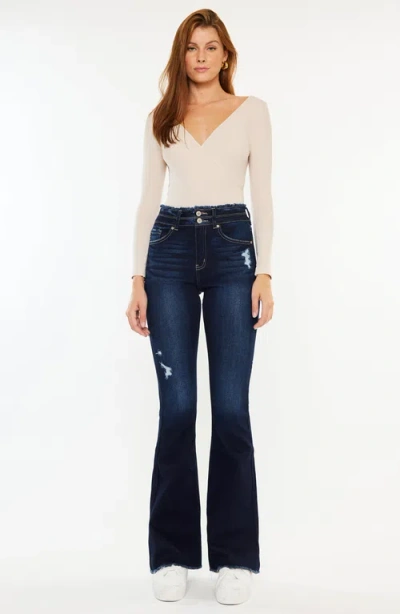 Kancan Morgan High Rise Flare Jeans In Blue